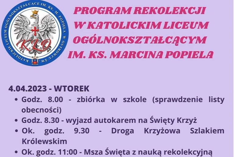 Read more about the article Program Rekolekcji KLO