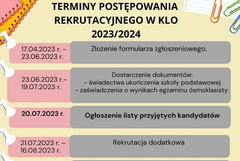 Read more about the article Terminy Postępowania Rekrutacyjnego