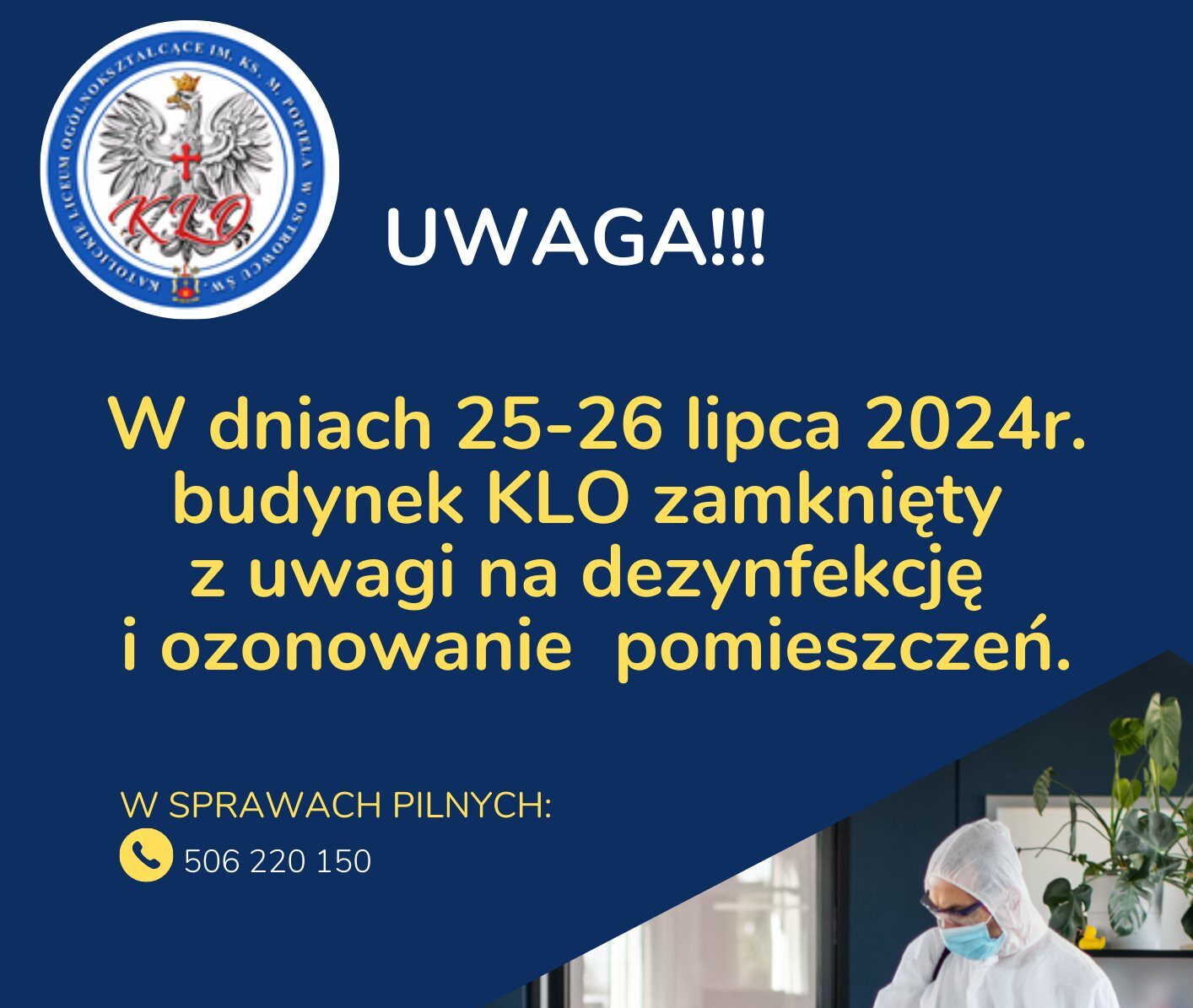 Read more about the article INFORMACJA – BUDYNEK KLO NIECZYNNY